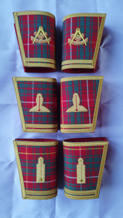 Craft Lodge Officers Gauntlet Set - Ancient Bruce Tartan - Scottish - Click Image to Close